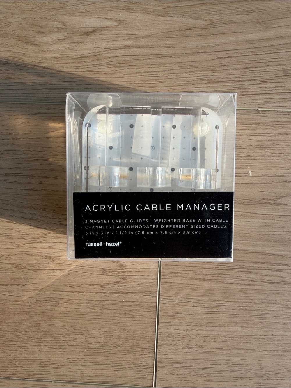 Russell+Hazel Clear Acrylic Cable Manager with Black Label